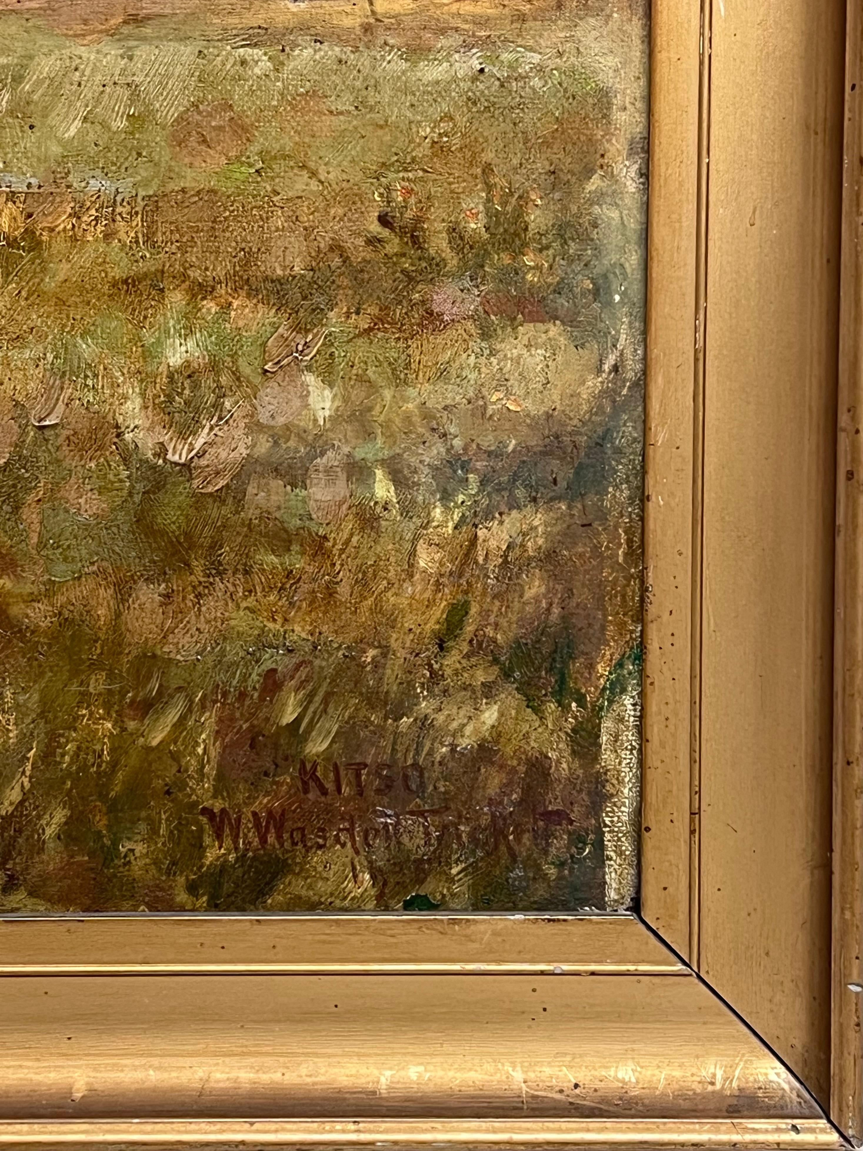 Antigua Pintura al Óleo de Arte Deportivo Inglés Retrato Ecuestre de Caballo en el Campo en venta 1
