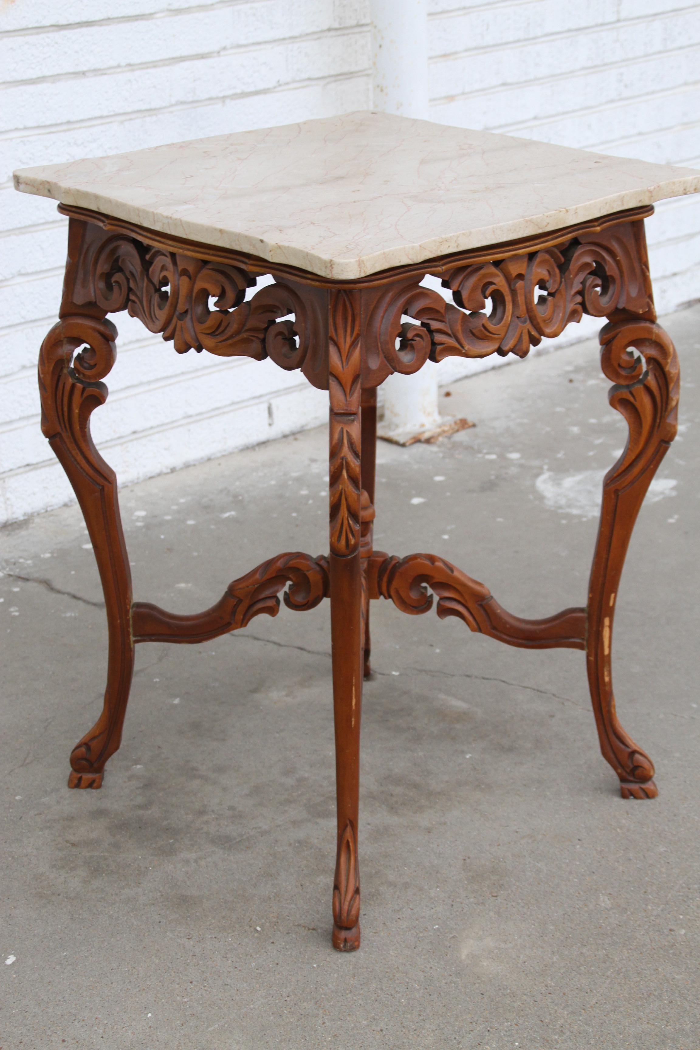 European W & Z Rococo Style Marble Entry or Side Table For Sale