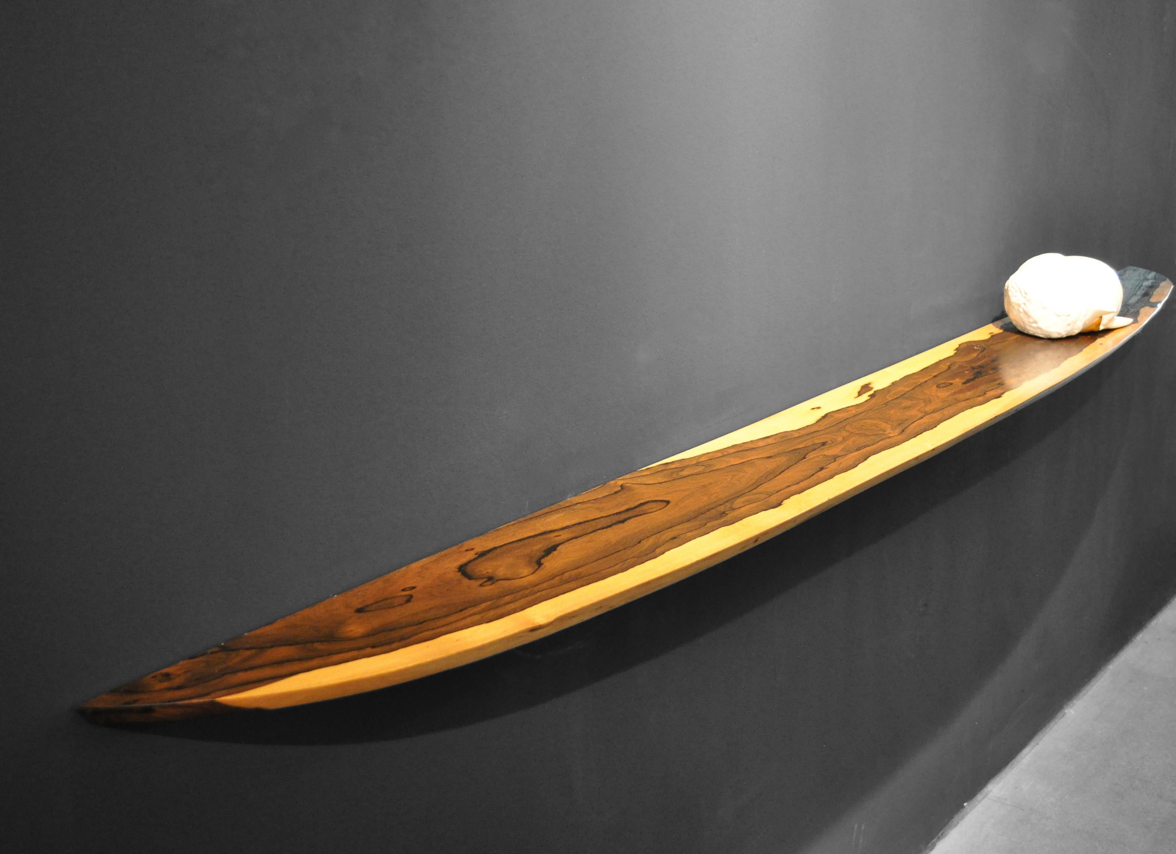 W0099 Wall Hanging Shelf in Zirikote Wood by Jörg Pietschmann In Excellent Condition For Sale In Geneve, CH