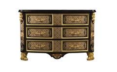W020 Sideboard in Brass Gold Finish with Ebony Veneer & Inlaid Metal by Zanaboni