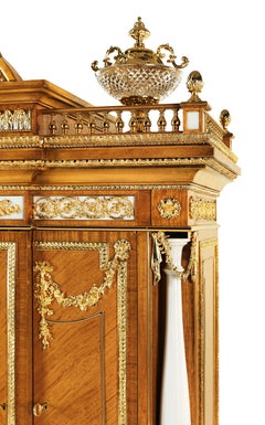 W029 Cabinet, Citronnier Wood & Marble with Gilt Bronze & Gold, Zanaboni