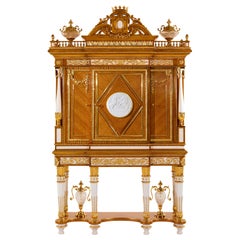 W029 Cabinet, Citronnier Wood & Marble with Gilt Bronze & Gold, Zanaboni