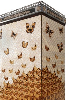 W052 Italian Jewel Cabinet Inlaid in Wood and Mother of Pearl by Zanaboni