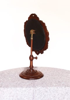 Specchio da toilette circolare regolabile d'epoca W1v in mogano