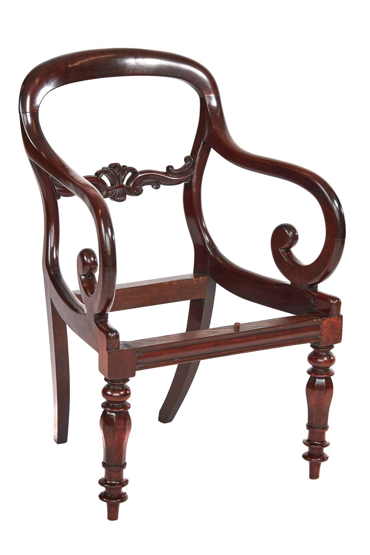 William IV W1v Period Mahogany Desk Elbow Chair