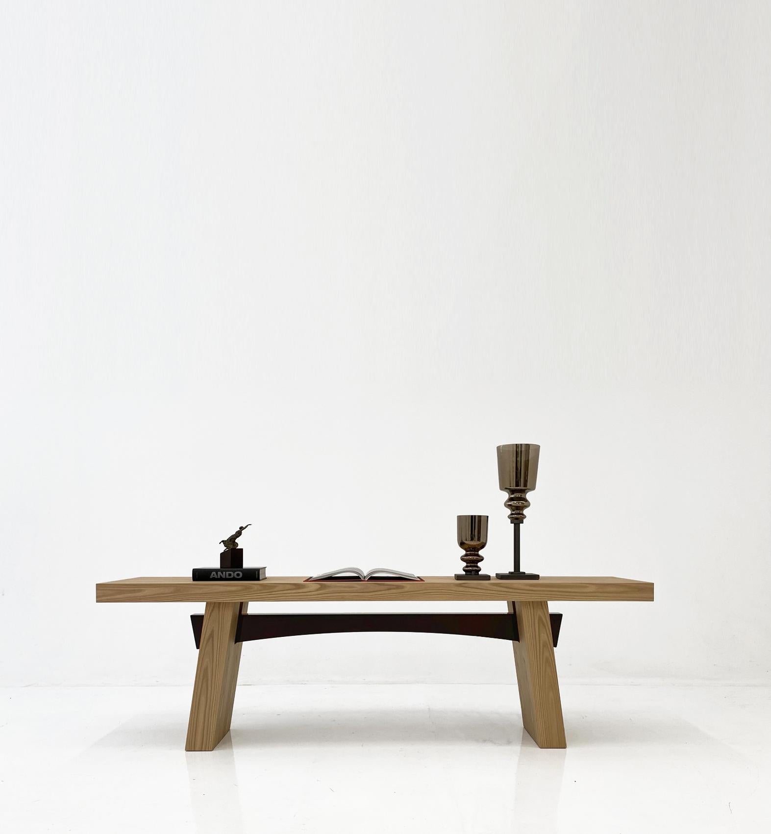 Contemporary WA 240 Matt Elm And Glossy Oxblood Beam Rectangular Console by Casa Casati For Sale