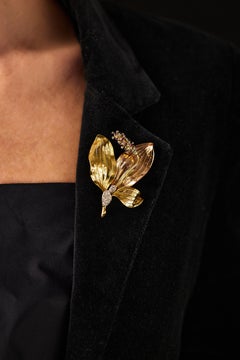 W.A. Bolin 18k Ruby and Diamond Floral Brooch, Stockholm 1944