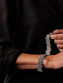 W.A. Bolin 1960s 18k white gold and diamond ‘zig-zag / chevron’ bracelet.