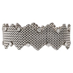W.A. Bolin 1960s 18k white gold and diamond ‘zig-zag / chevron’ bracelet.