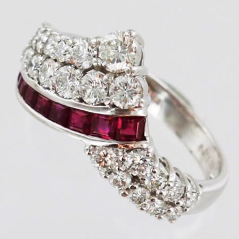 W.A. Bolin ruby and diamond white gold ring For Sale 2