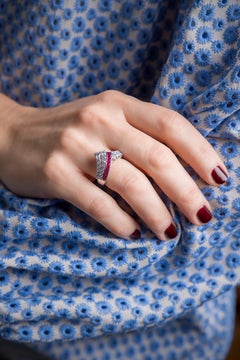W.A. Bolin ruby and diamond white gold ring