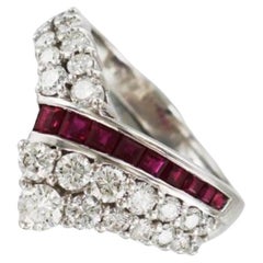 W.A. Bolin ruby and diamond 18 karat gold ring