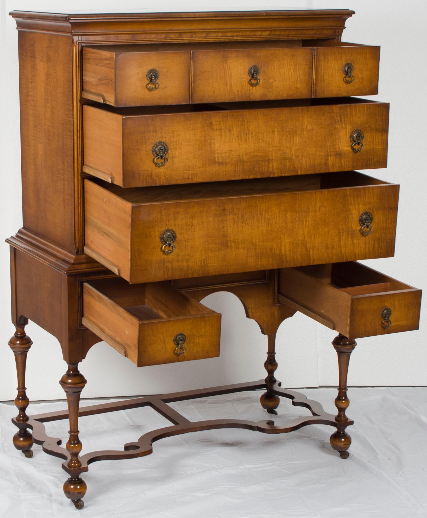 W.A. Hathaway Mahogany Chest on Stand Tall Dresser In Good Condition For Sale In Atlanta, GA