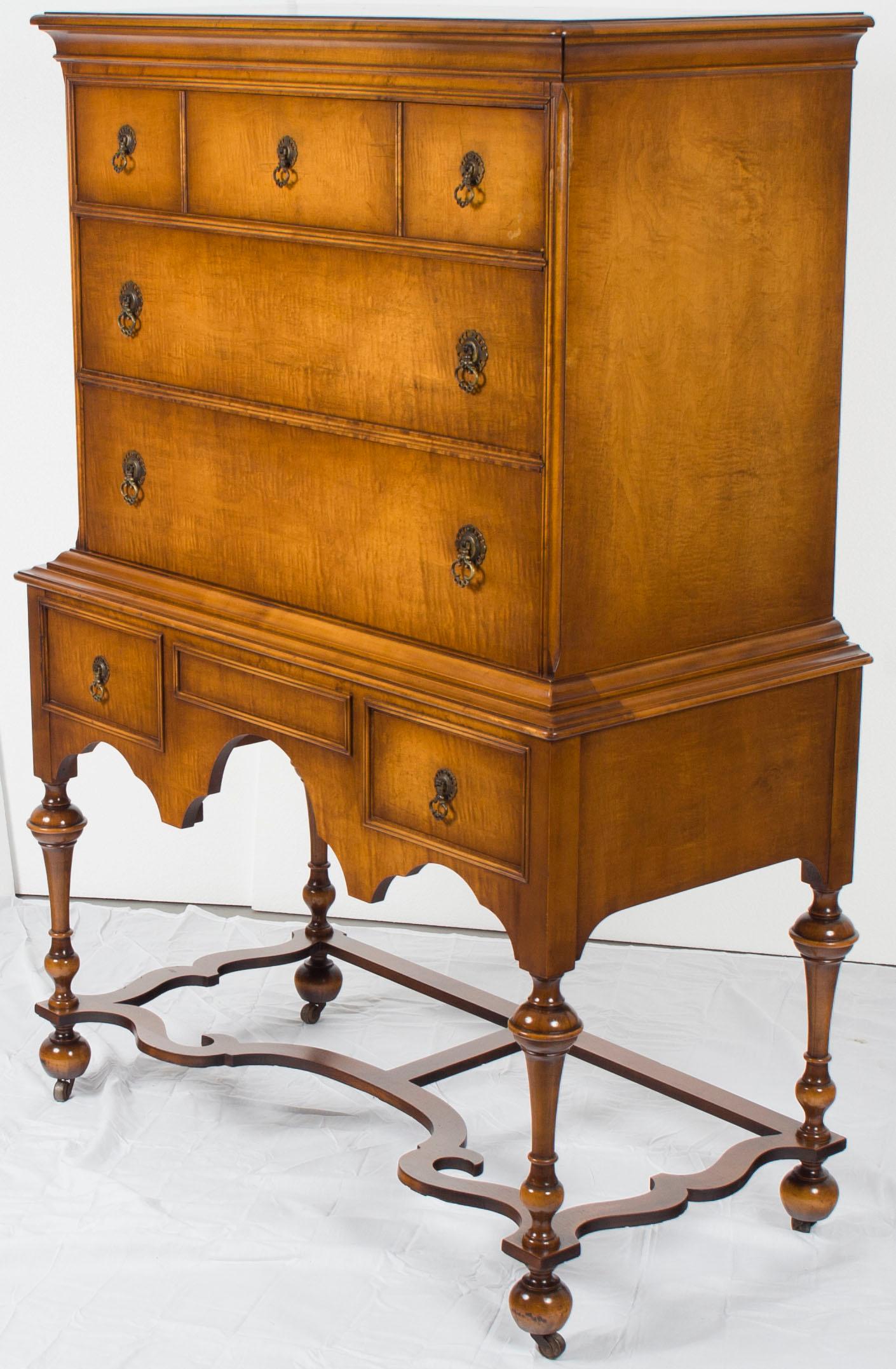 Mid-20th Century W.A. Hathaway Mahogany Chest on Stand Tall Dresser For Sale