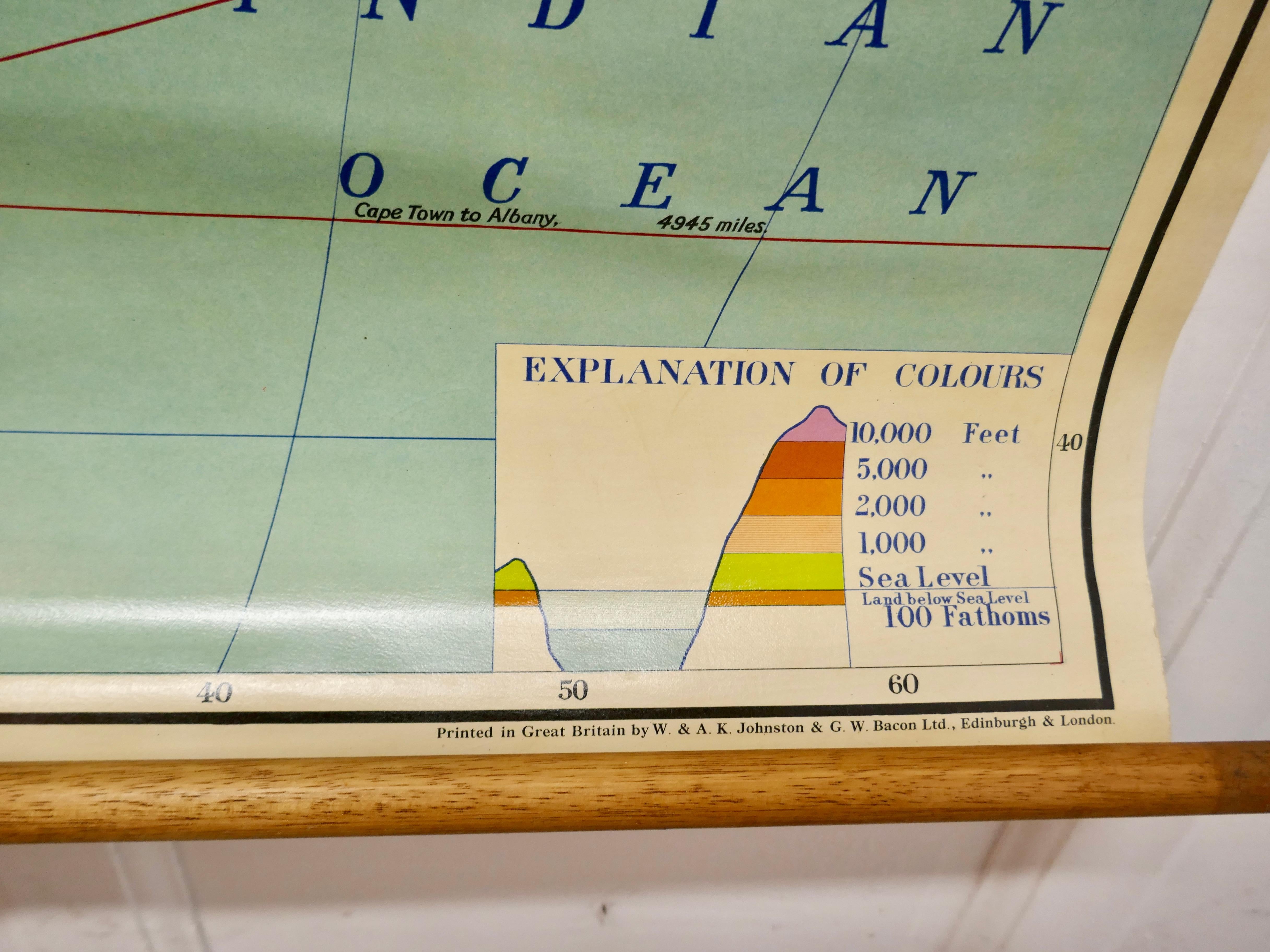 Rustic W&A K Johnston’s Charts of Physical Maps by G W Bacon For Sale