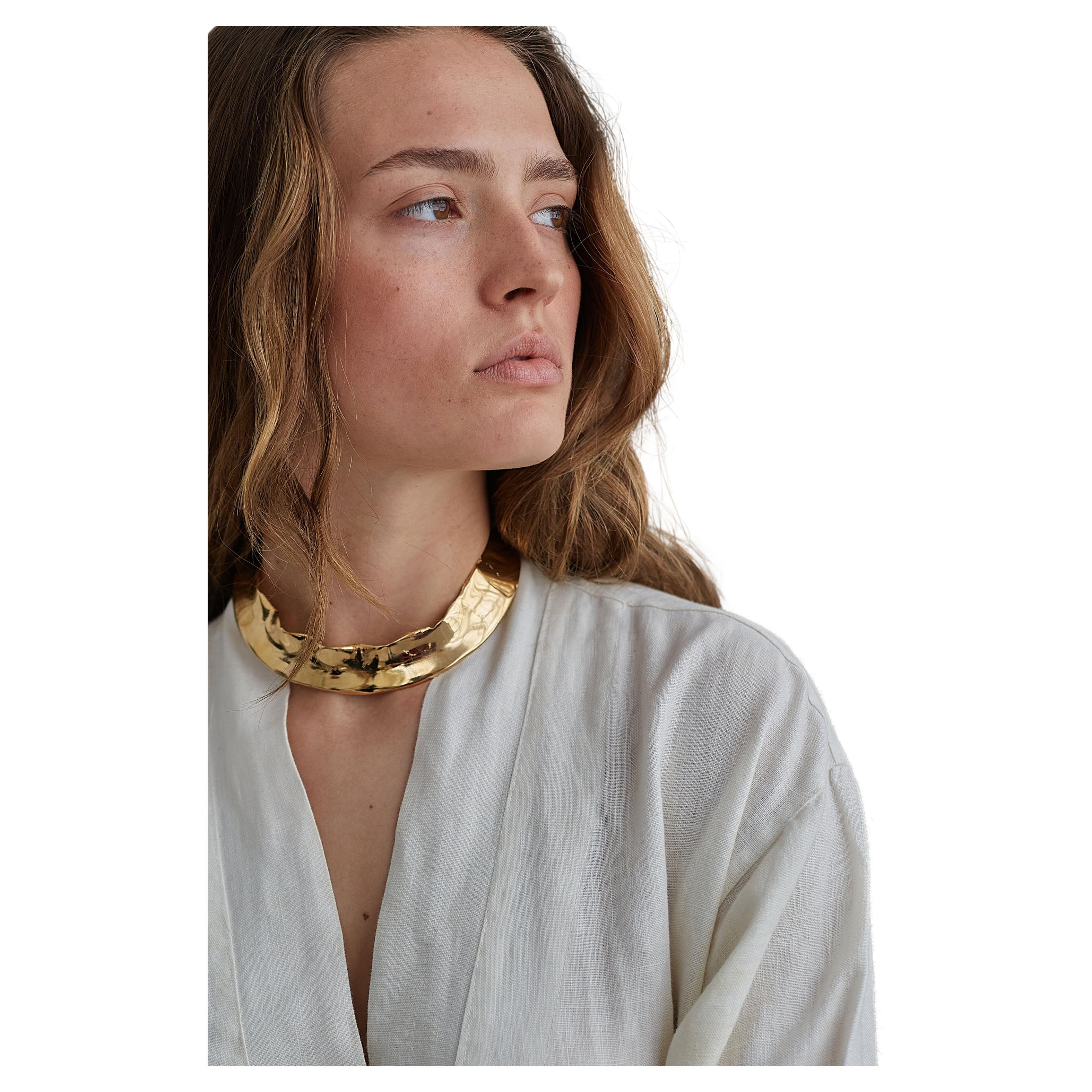 Wa Medium  Brass Choker 24k Gold Plated For Sale