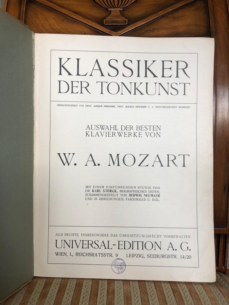 W.A. Mozart Best Piano Works, Classic of the Art of Sound, Vienna, 1922