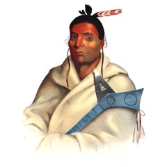 "WAA-TOP-E-NOT" McKenney & Hall Hand Painted Lithograph Pub "Rice & Clark" C1843 "WAA-TOP-E-NOT" McKenney & Hall Hand Painted Lithograph Pub "Rice & Clark" C1843