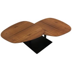 Waage Coffee Table with Rotating Walnut Wood Tops and Black Base by Draenert