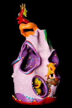 Alice's fall Wabé Contemporary sculpture art color wonderland dream papier mache