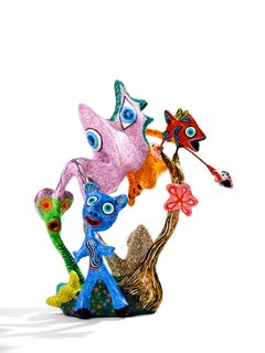 Happy chaos Wabé Contemporary sculpture color art joy fun animal pop dream fish