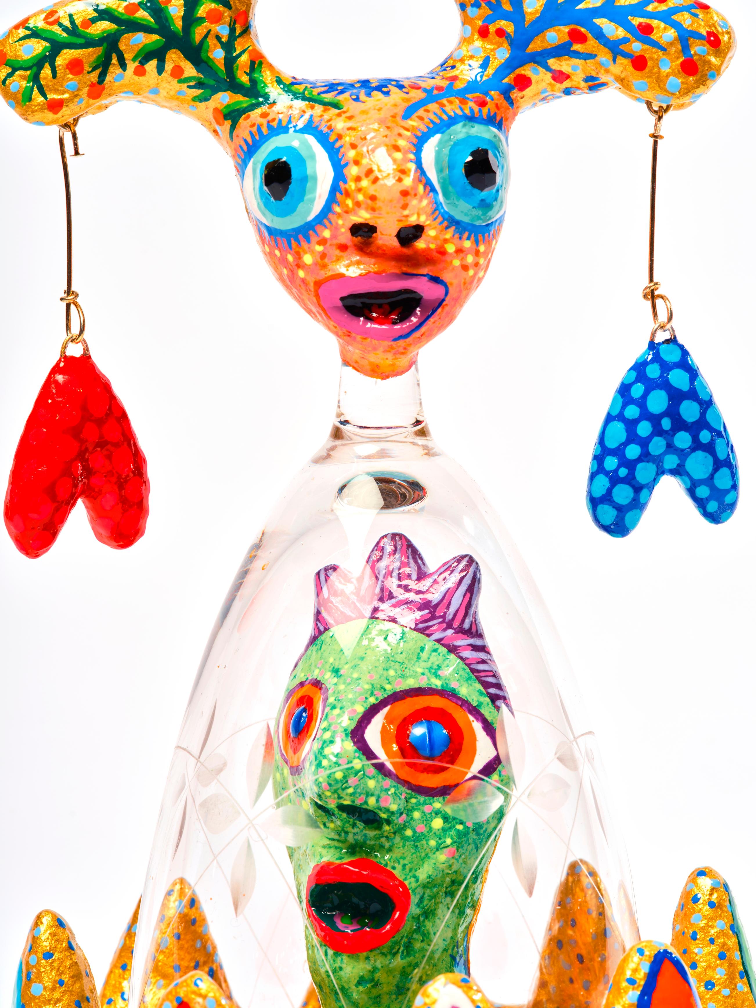 Unique sculpture made of glass and papier mâché painted with acrylic painting and varnished
Hand-signed by the artist

Wabé is a French artist. She was born in Marseille in 1961. She lives and works in Montreuil, France.

Wabé transports us in the