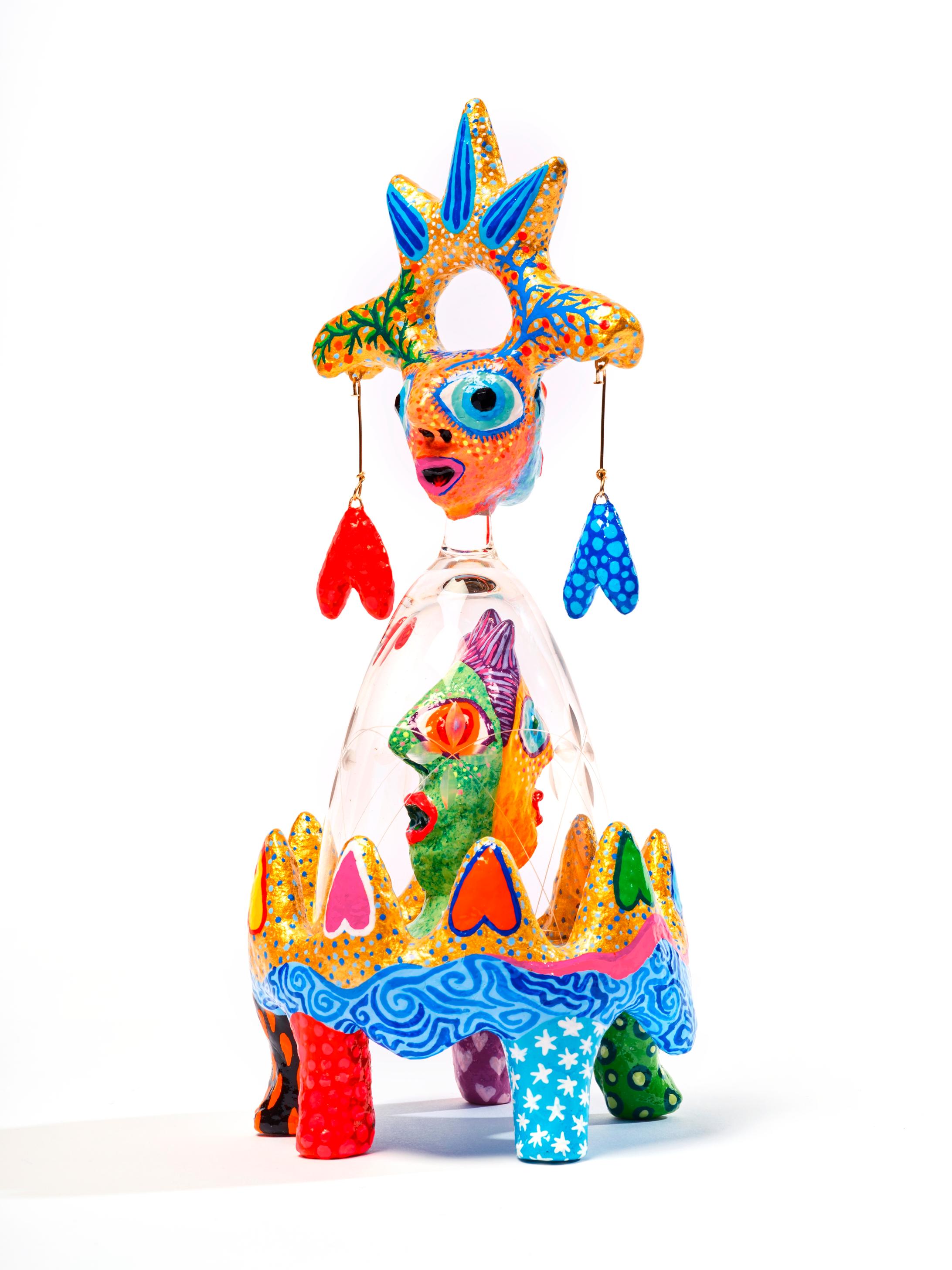 My heart capsized Wabé Contemporary art sculpture color papier mache figurative For Sale 1