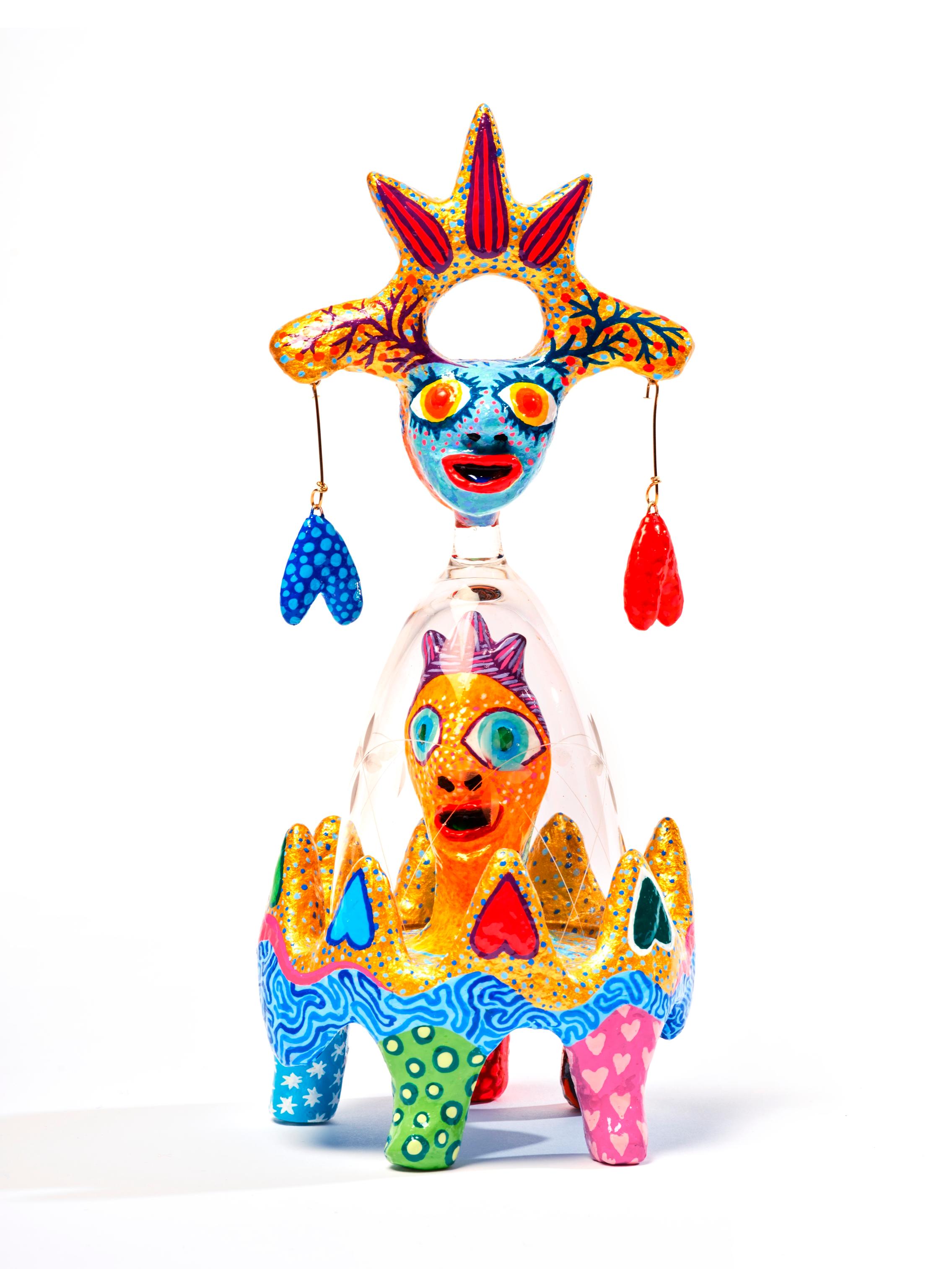 My heart capsized Wabé Contemporary art sculpture color papier mache figurative For Sale 4