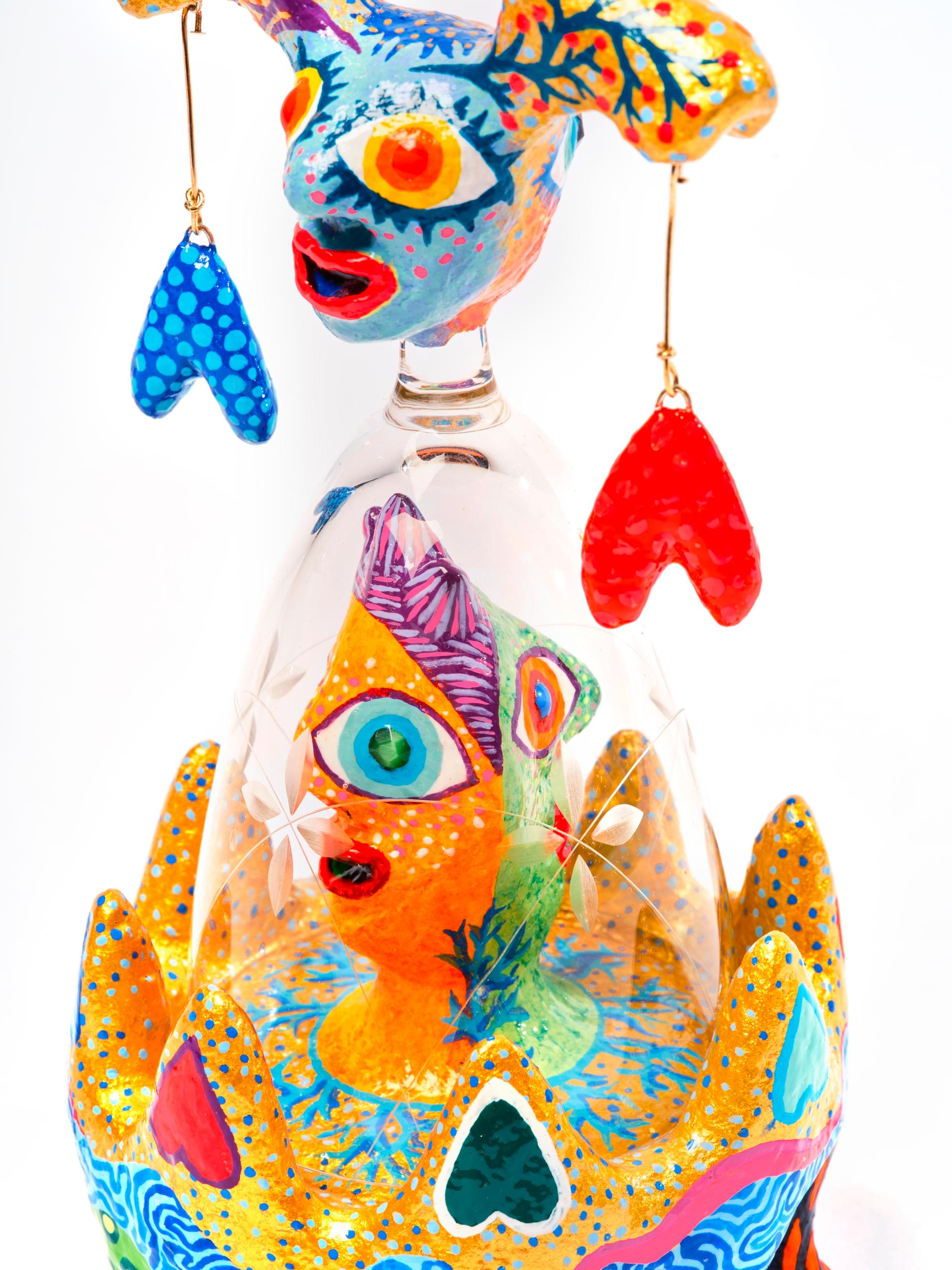 My heart capsized Wabé Contemporary art sculpture color papier mache figurative For Sale 5