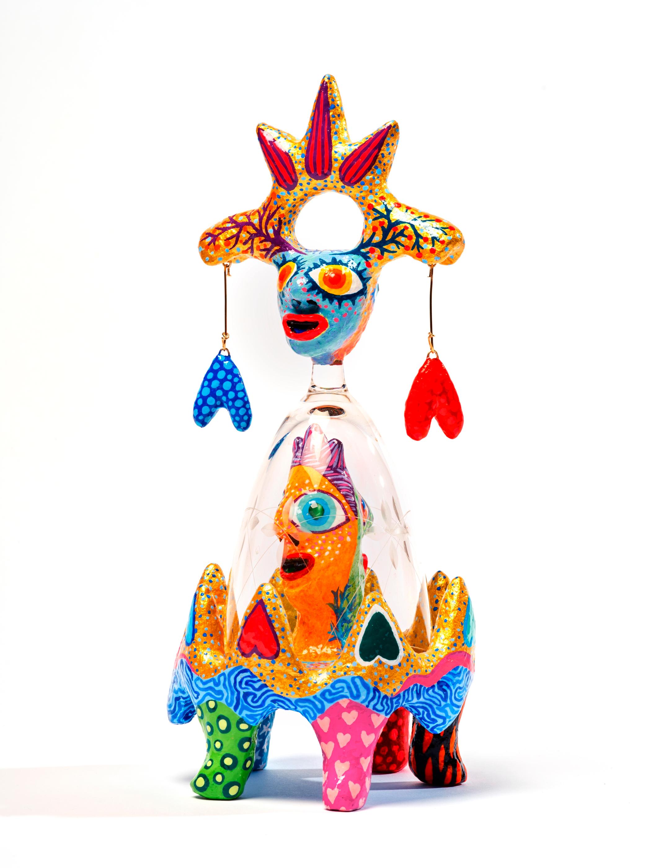 My heart capsized Wabé Contemporary art sculpture color papier mache figurative For Sale 6