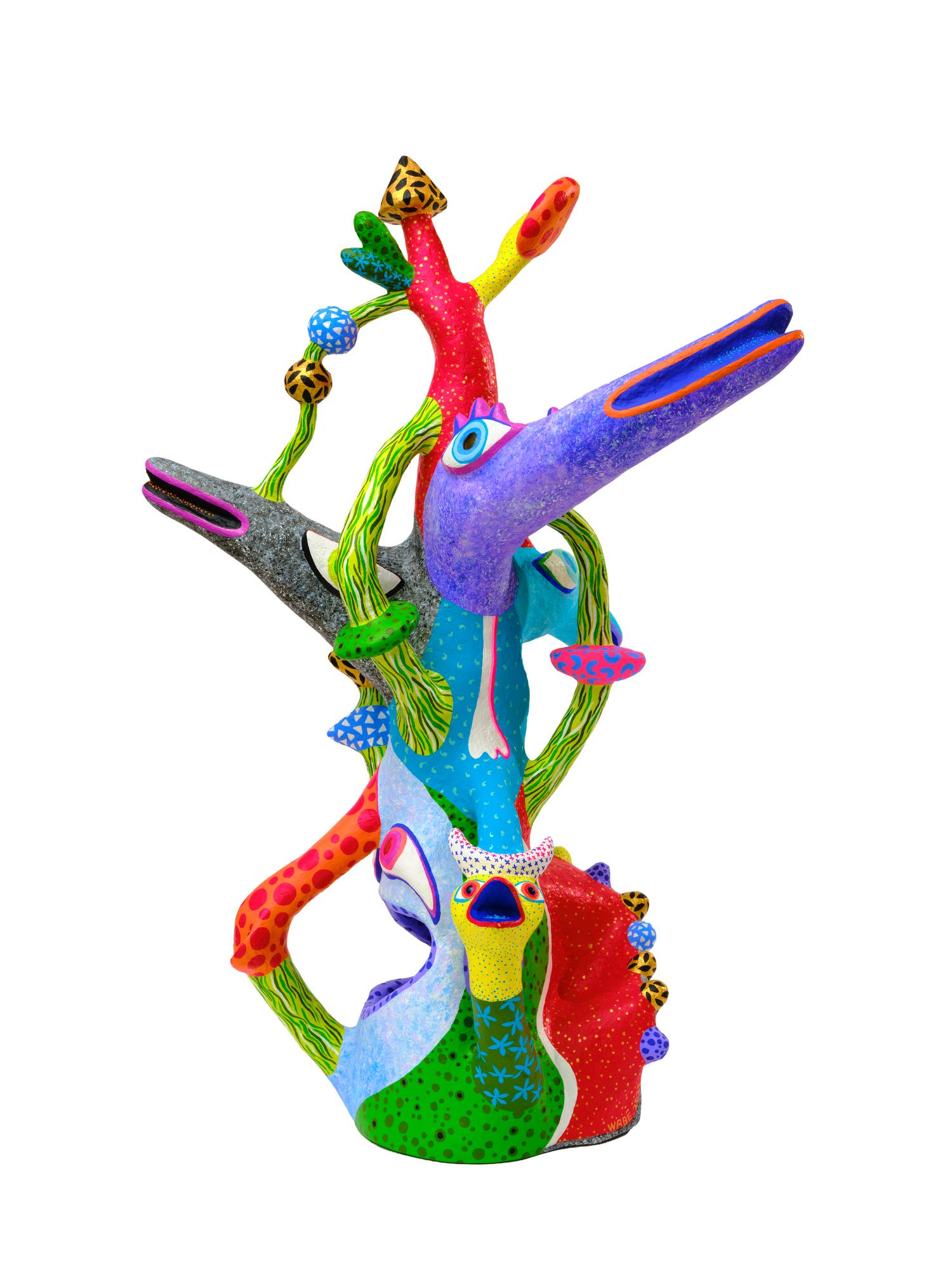 The sisters' wood Wabé Contemporary sculpture color art joy dream animal fun