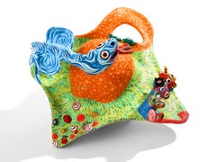 The spring of the dragon Wabé Contemporary sculpture art color animal joy orange