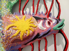 Violence Violette Wabé Art contemporain sculpture murale papier mâché couleur pop