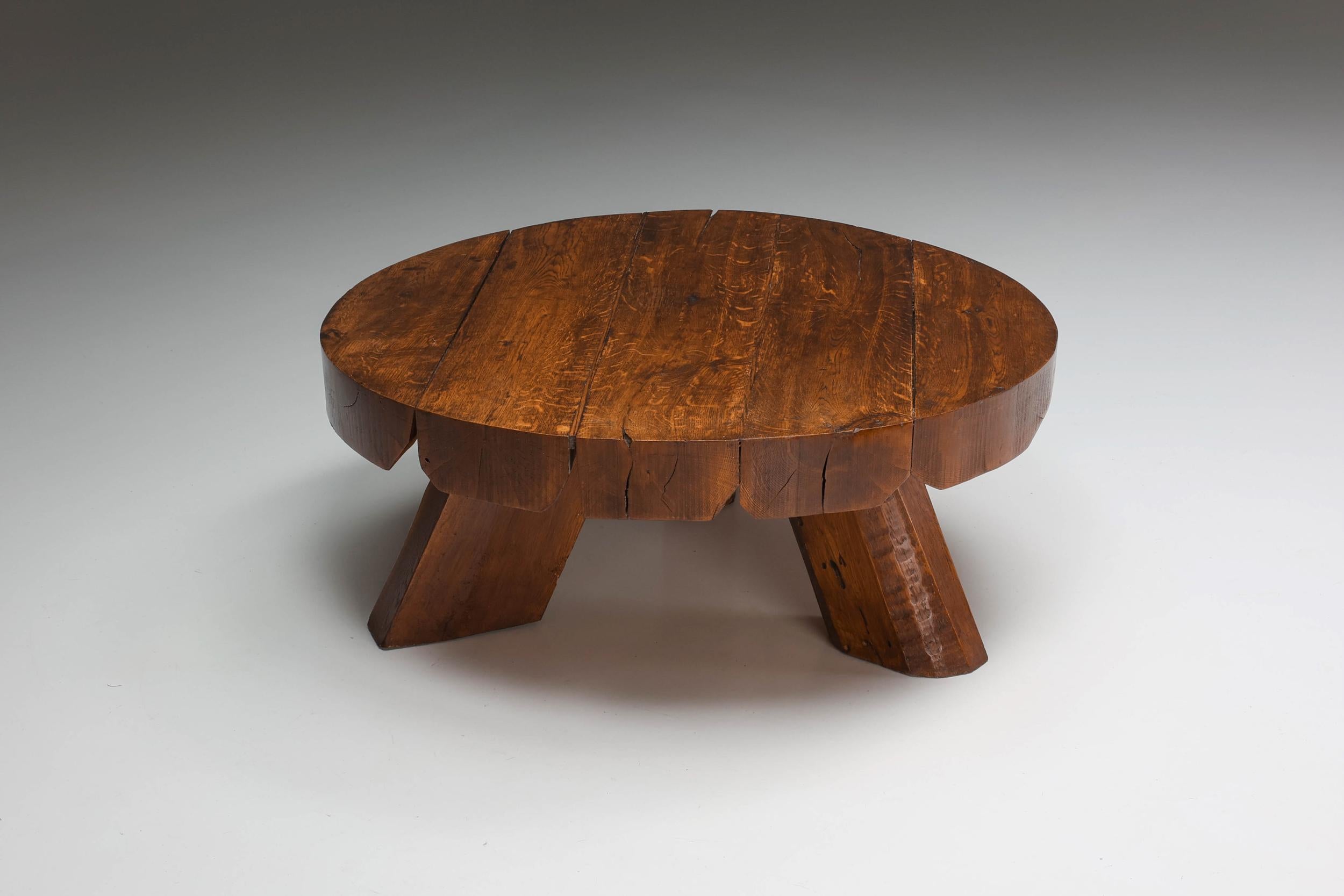 Wabi-Sabi; Rustic; side-table; coffee table; 1950's; France; Mid-Century Modern

Rustic round coffee table with remarkable patina. Would fit well in a wabi-sabi inspired interior.