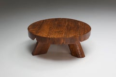 Wab-Sabi Wooden Round Coffee Table, Mid-Century Modern, Rustic, 1950's