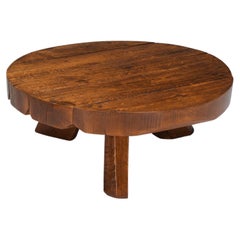 Wab-Sabi Wooden Round Coffee Table, Mid-Century Modern, Rustic, 1950's