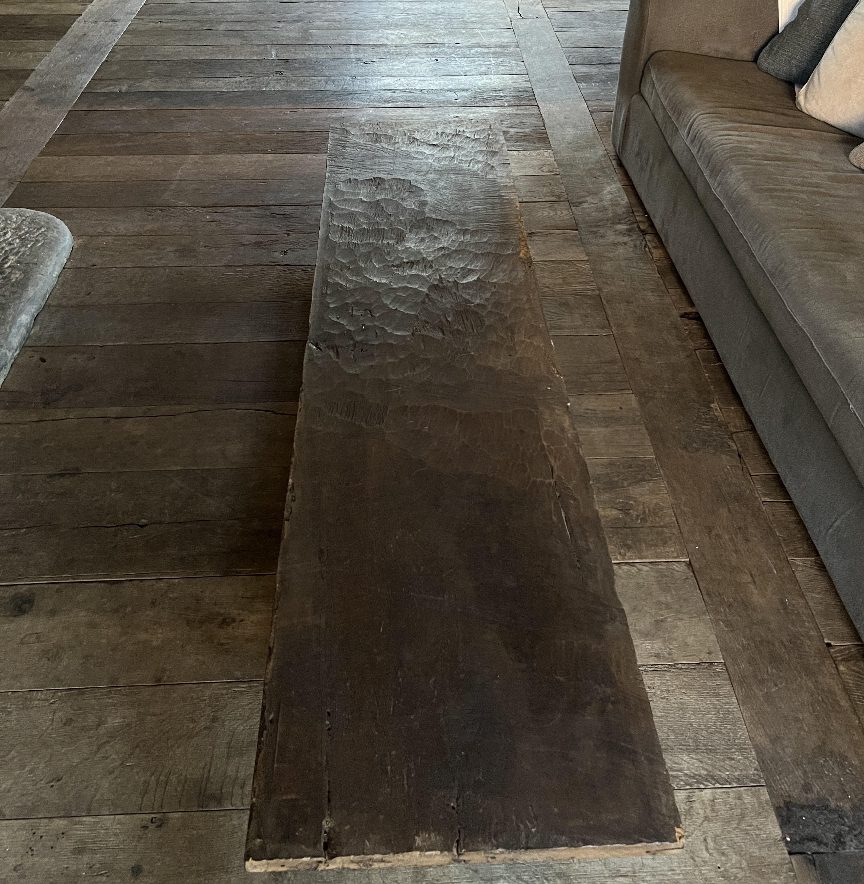 Belgian Wabi Organic Coffeetable with long One Slab 19th Century Walnut top.Top