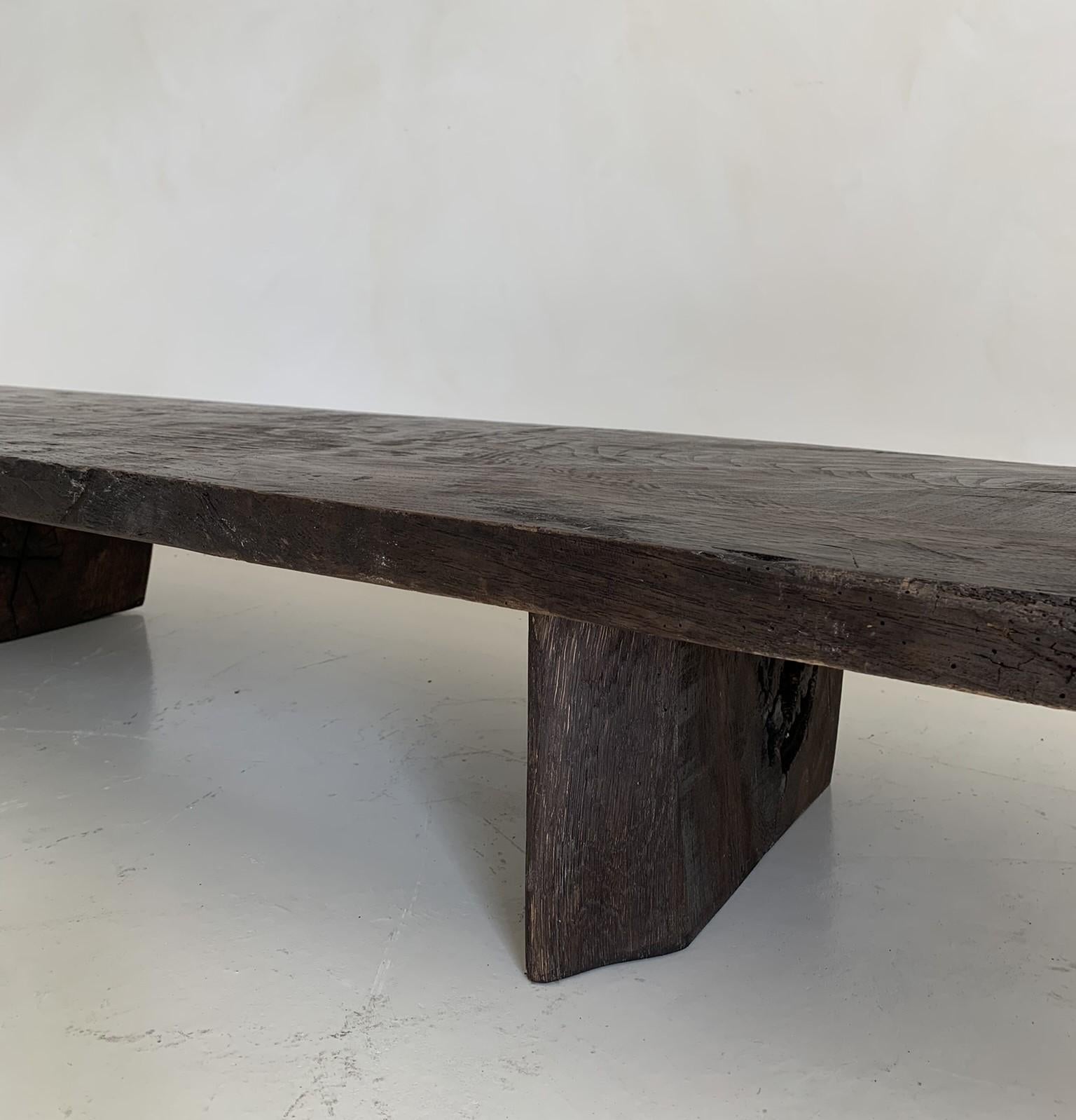 Wabi Rustic Coffeetable with One Slab 19th Century Chestnut Top 3
