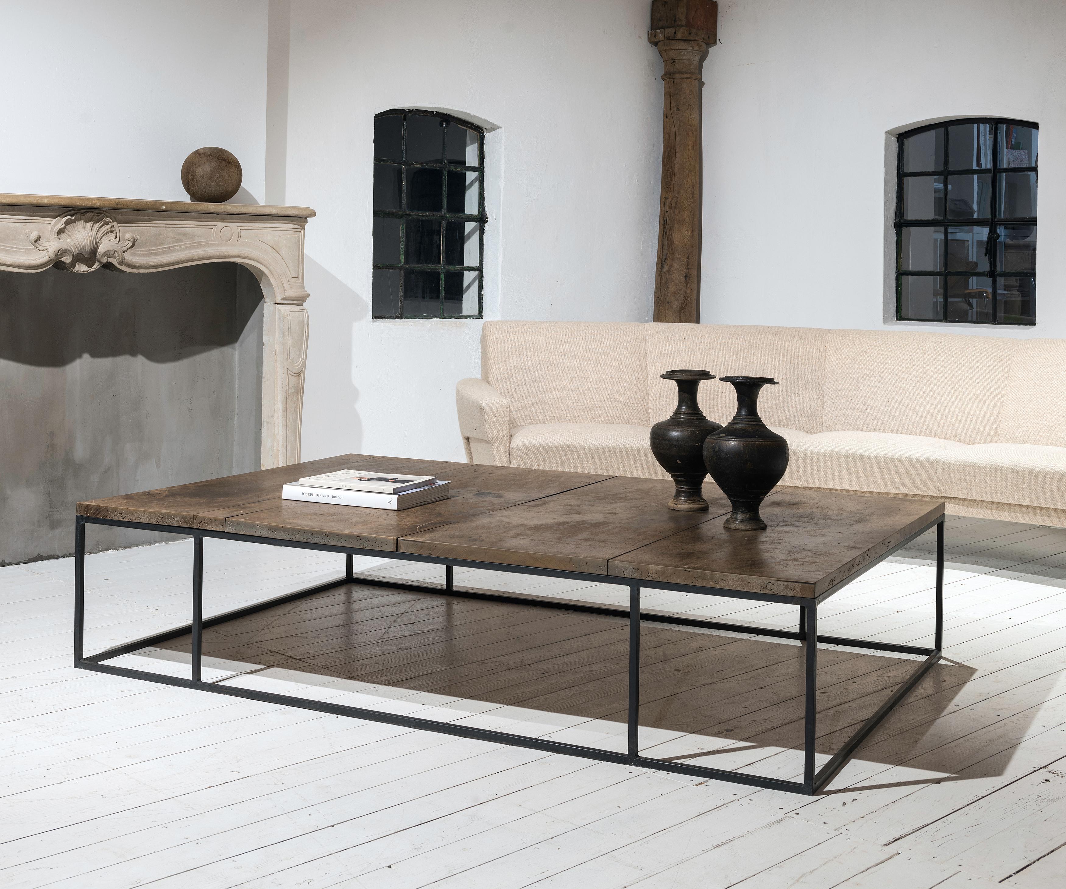 Minimalist Wabi Sabi. An exceptional bespoke coffee table with 18th century Walnut top. For Sale