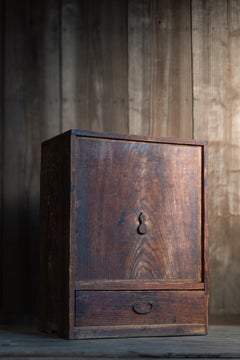 Wabi sabi antique Japanese Sencha tea ceremony utensil box 1870s-1920s mingei