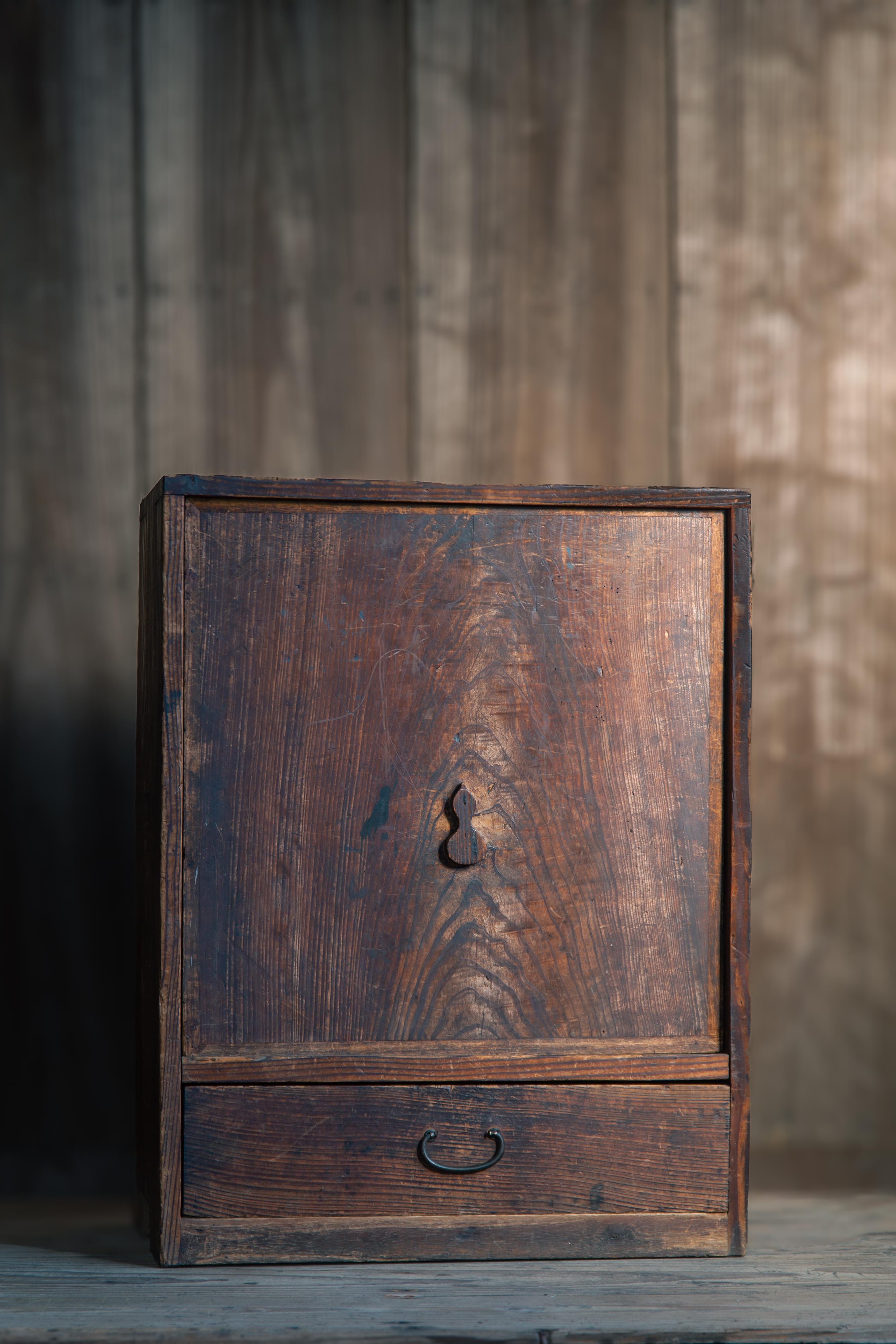 Meiji Wabi sabi antique Japanese Sencha tea ceremony utensil box 1870s-1920s mingei