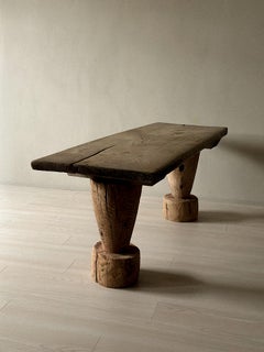 Wabi Sabi Antico tavolo da console primitivo, gambe a pilastro, Scandinavia, 1700 ca.