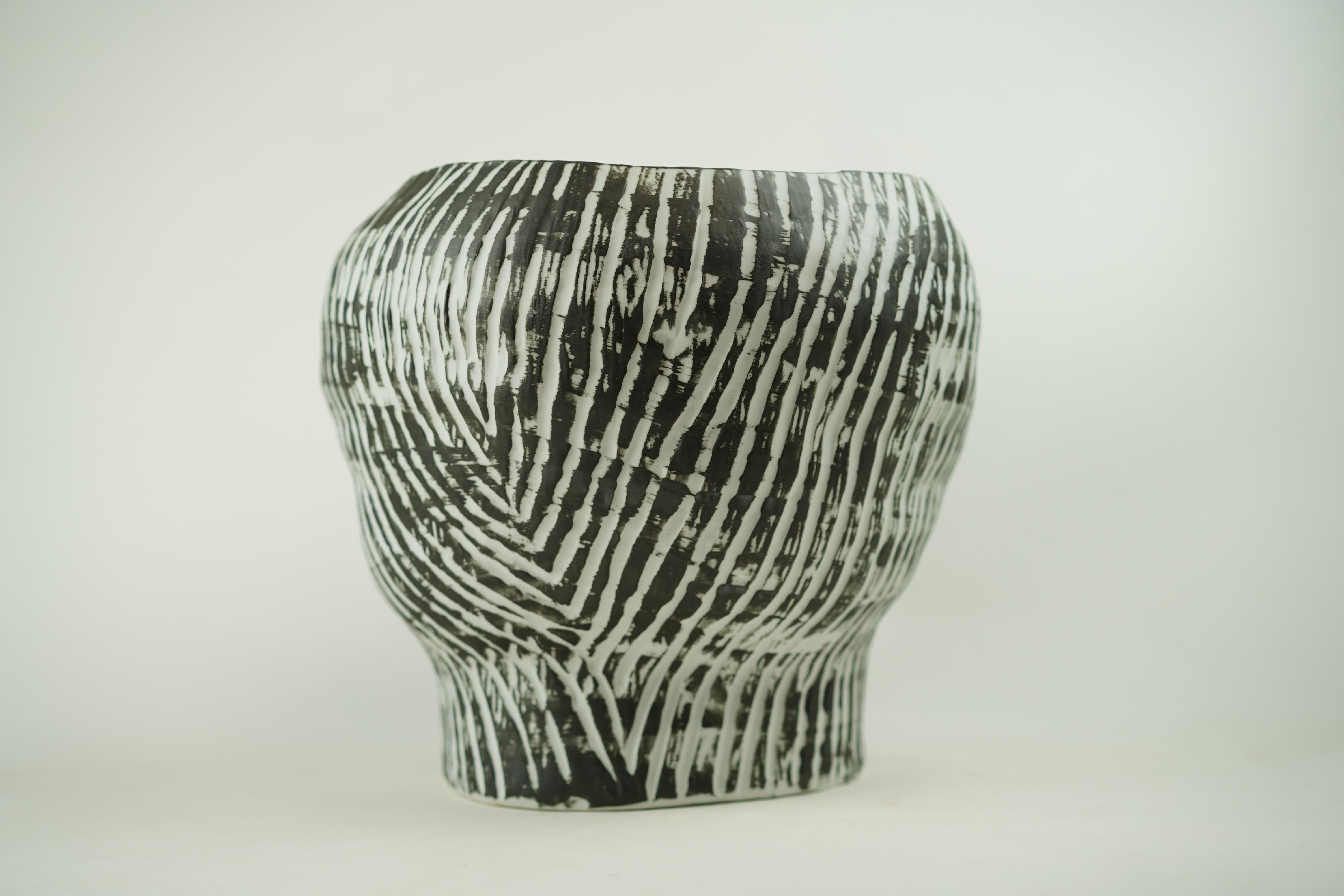 Ceramic Wabi Sabi Awakening Spiral Vase, Available in Blue or Black For Sale