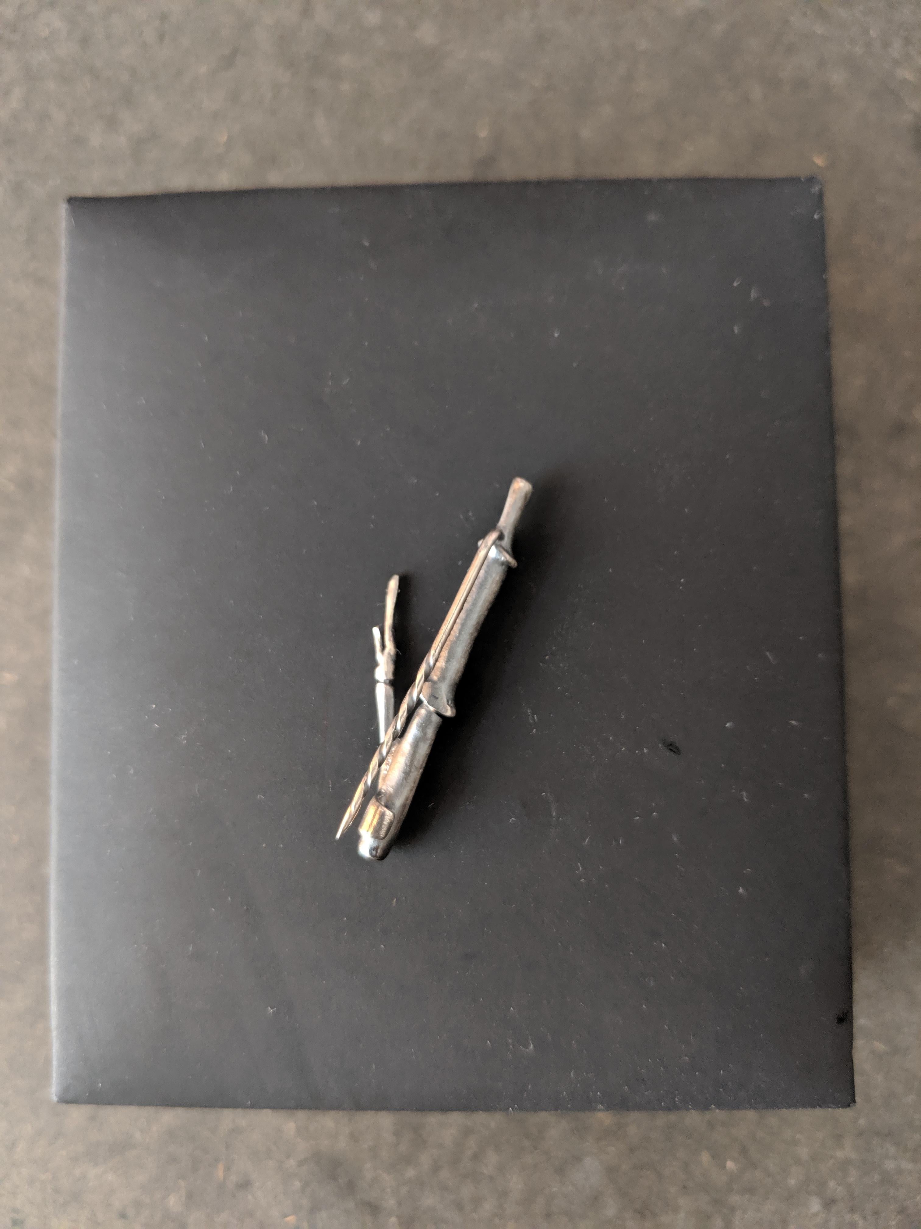 Wabi-Sabi Bamboo Brooch N2 in Frosted Silver by the Artist For Sale 4