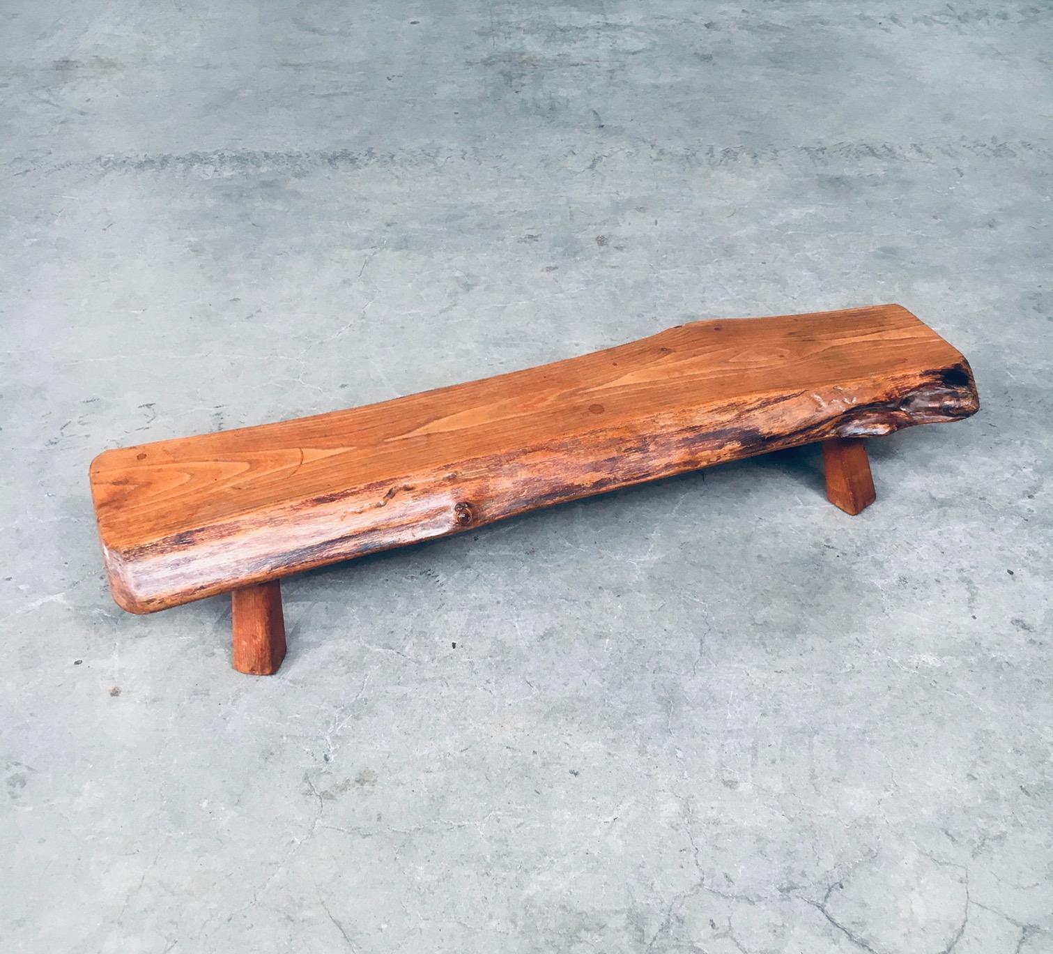 Oak Wabi Sabi Brutalist Design Low Display Side Table For Sale