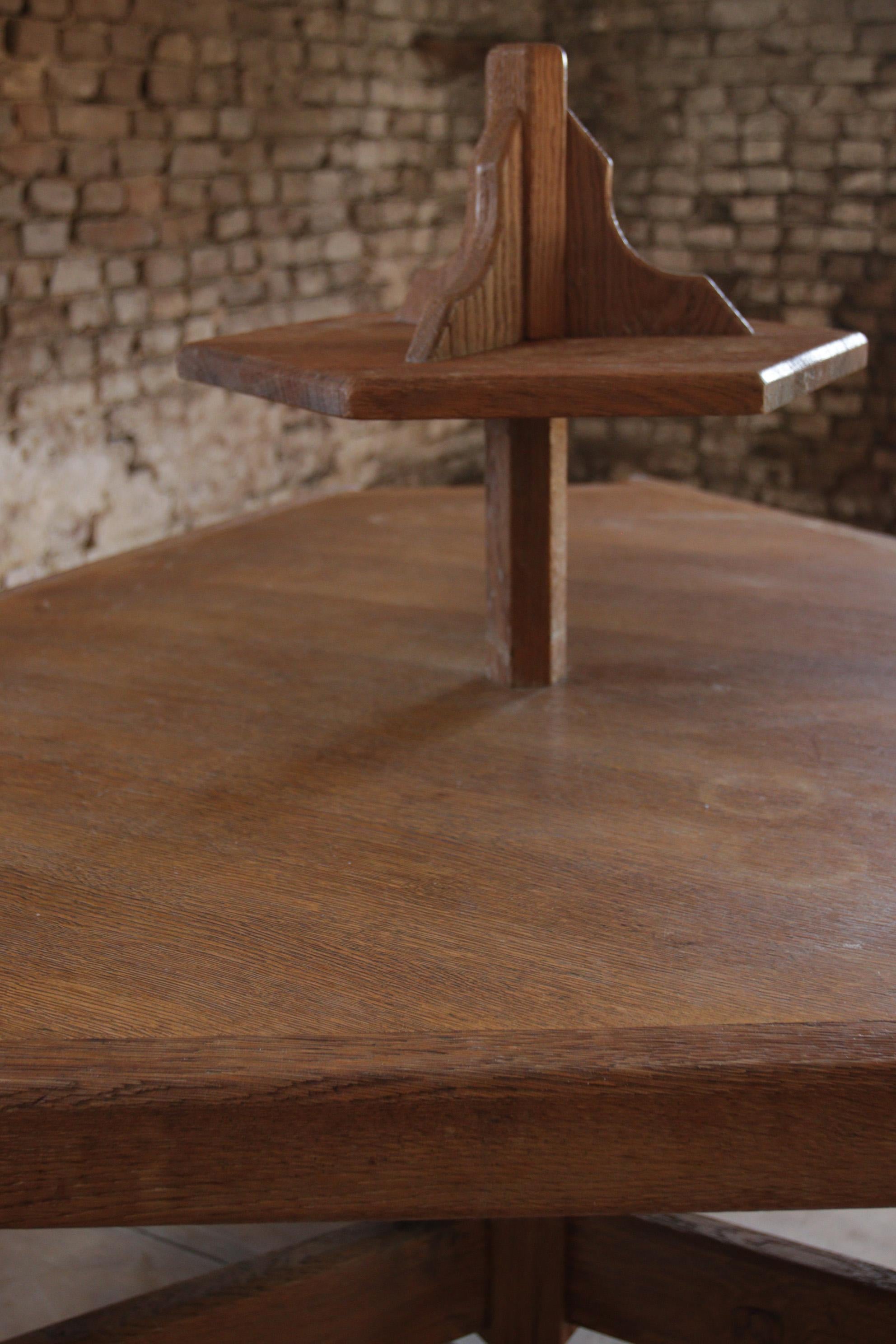 Wabi Sabi 'Brutalist Oak Triangular Dining Table with Lazy-Susan, 1970s 6