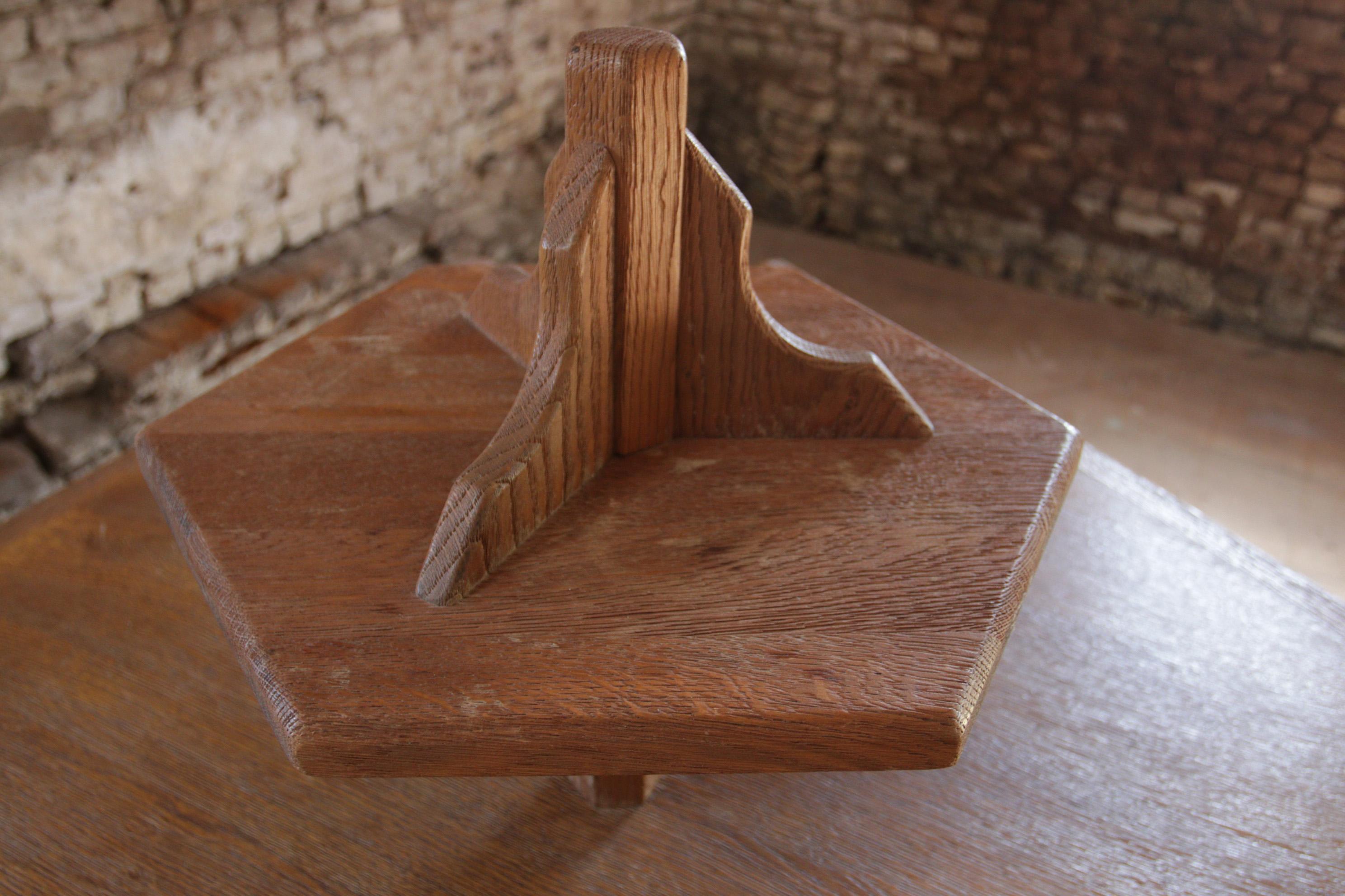 Wabi Sabi 'Brutalist Oak Triangular Dining Table with Lazy-Susan, 1970s 7