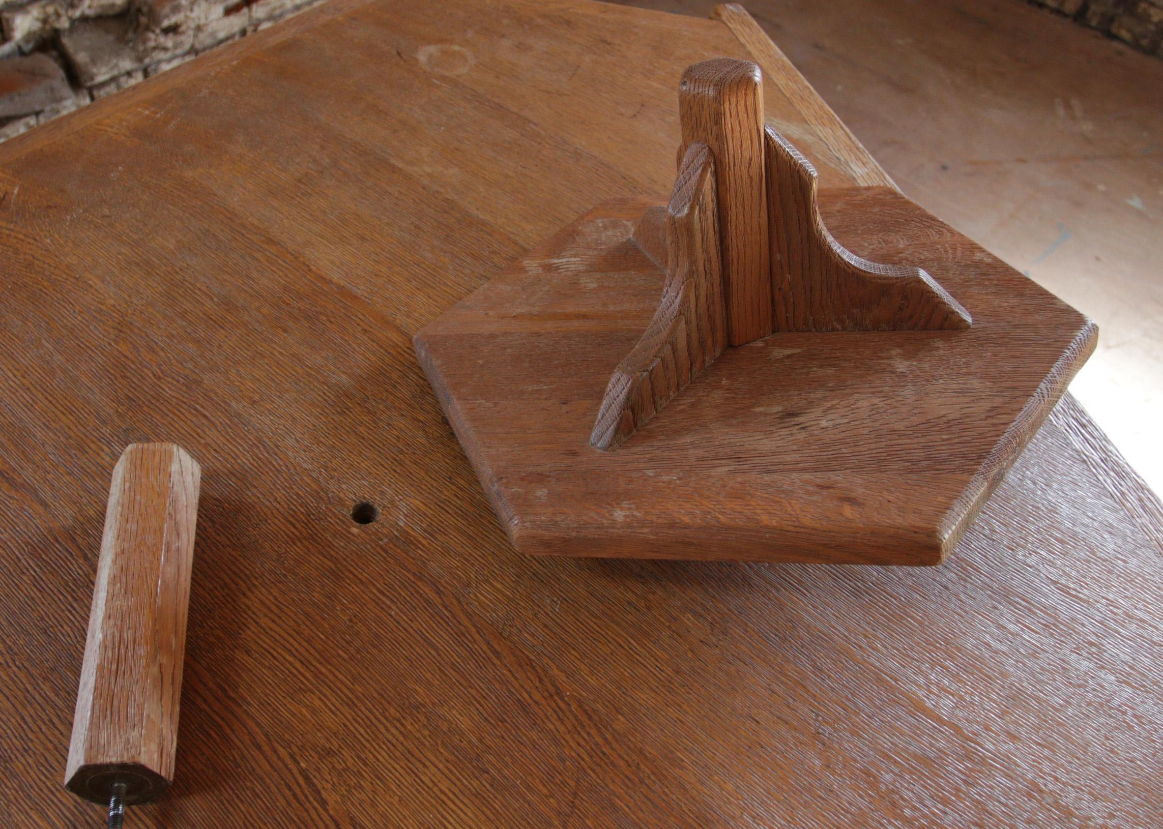 Wabi Sabi 'Brutalist Oak Triangular Dining Table with Lazy-Susan, 1970s 13