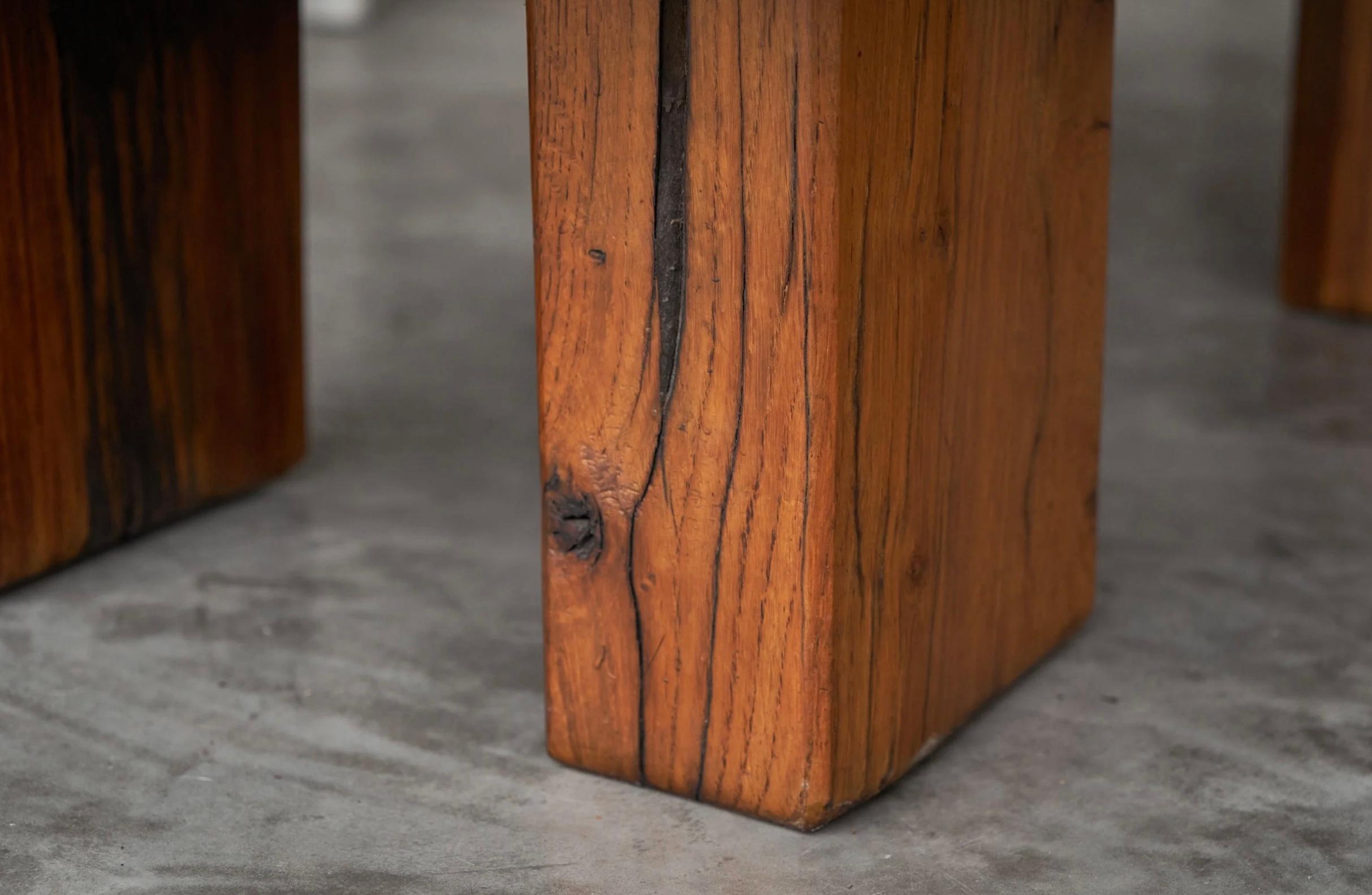 Wabi Sabi Brutalist Style Solid Oak Coffee Table Mid 20th Century For Sale 4