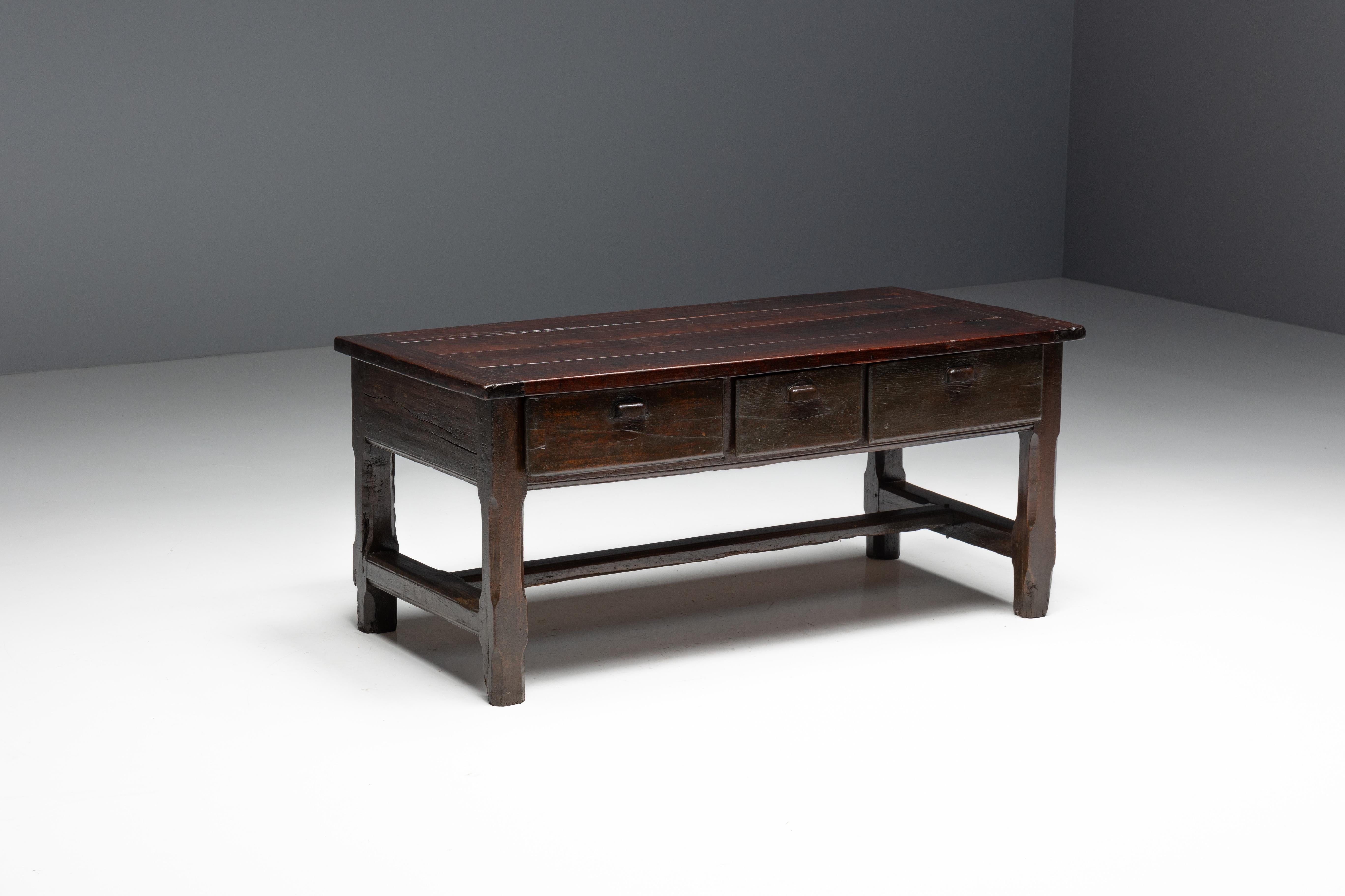 Legno Tavolo consolle brutalista Wabi Sabi, Francia, XIX secolo in vendita